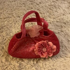 Pink Glittery Kids Handbag with Flower Accent